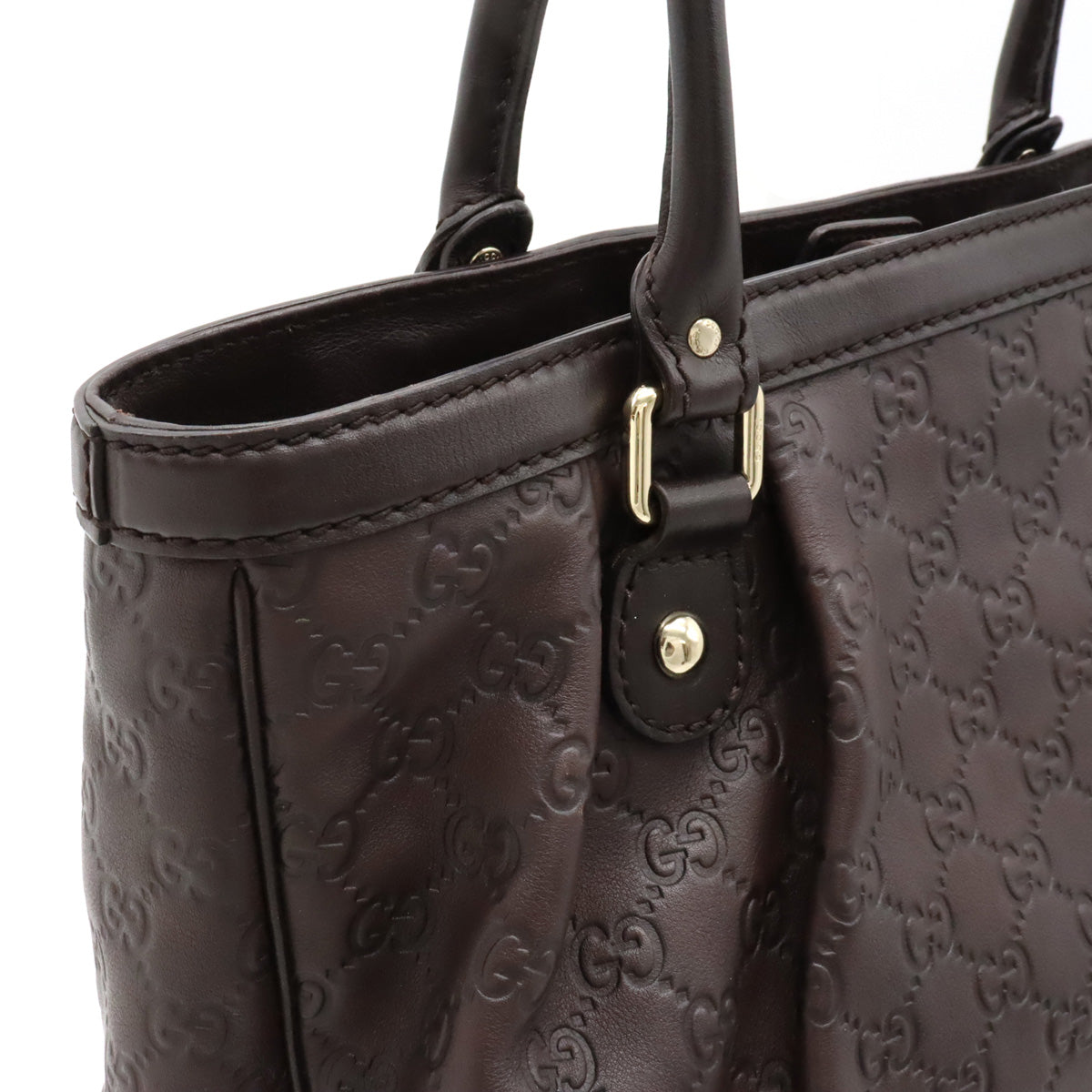 Gucci Sukey Leather Tote Bag Dark Brown