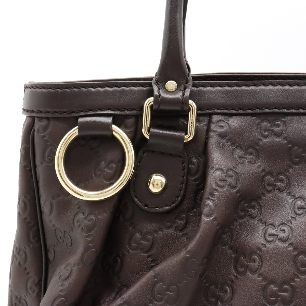 Gucci Sukey Leather Tote Bag Dark Brown