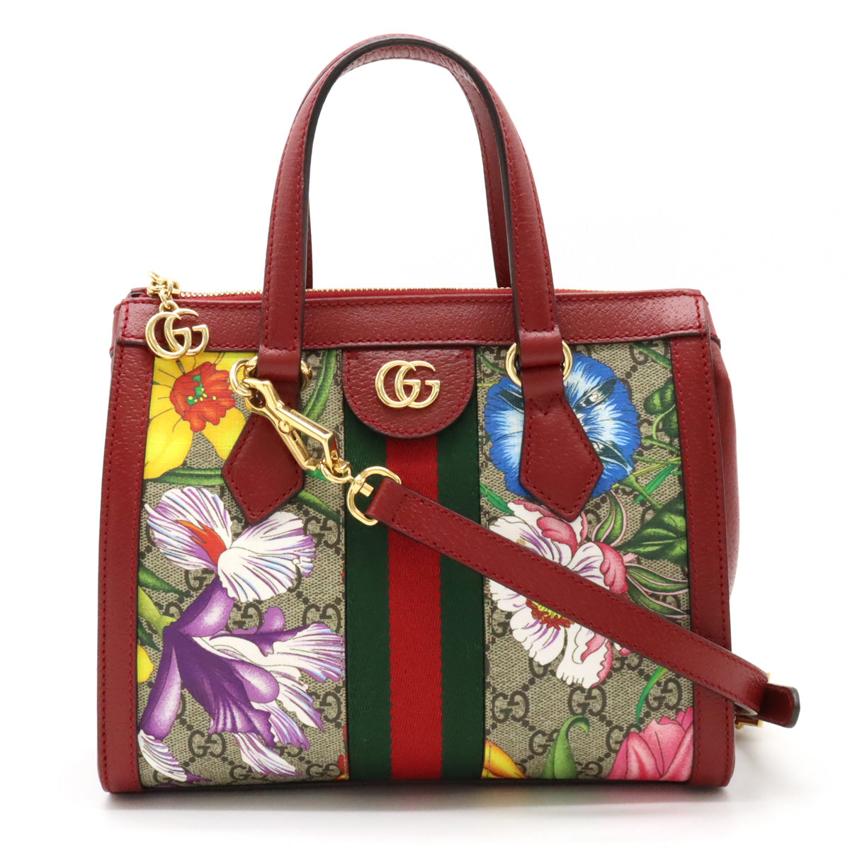 Gucci Ophidia GG Flora 2-Way Handbag PVC Leather in Great Condition