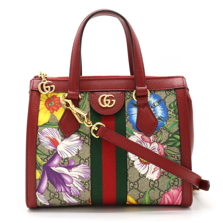 Gucci Ophidia GG Flora 2-Way Handbag PVC Leather