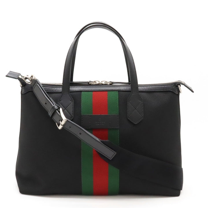 Gucci Nylon Canvas Leather Tote Bag