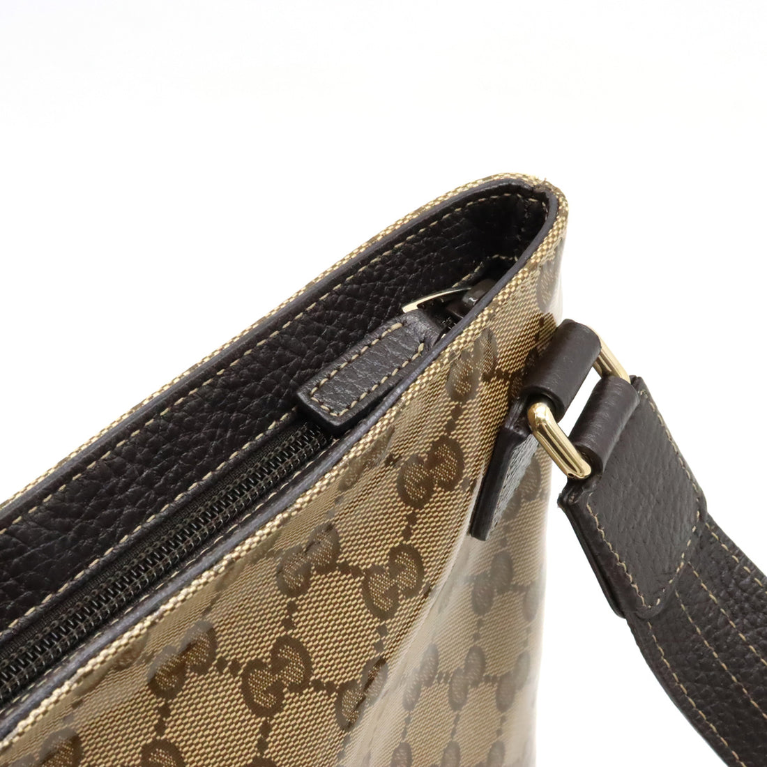 Gucci GG Crystal Coated Canvas Leather Shoulder Bag