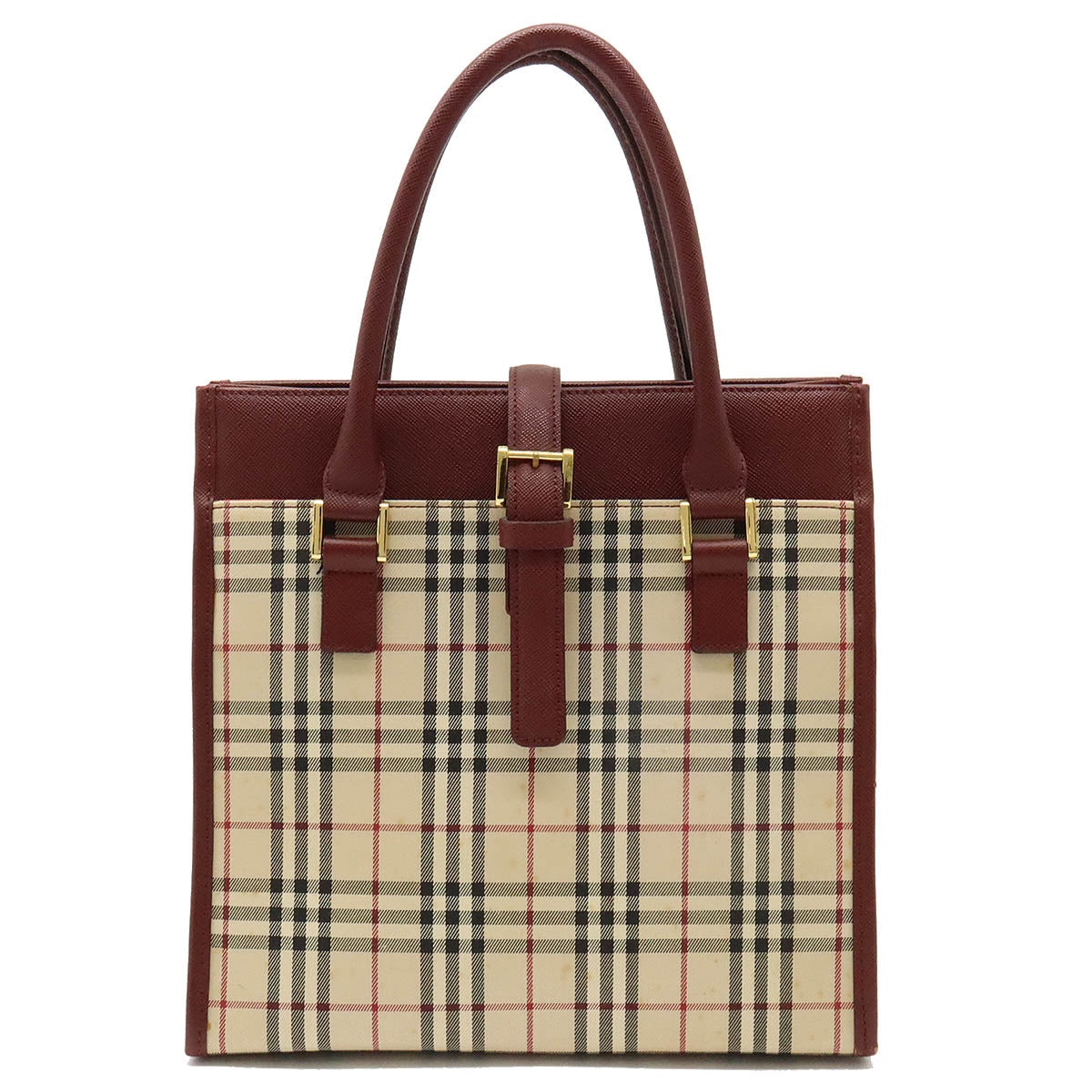 Burberry Nova Check Canvas Leather Handbag