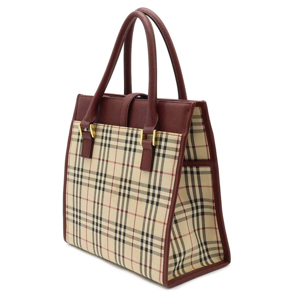 Burberry Nova Check Canvas Leather Handbag