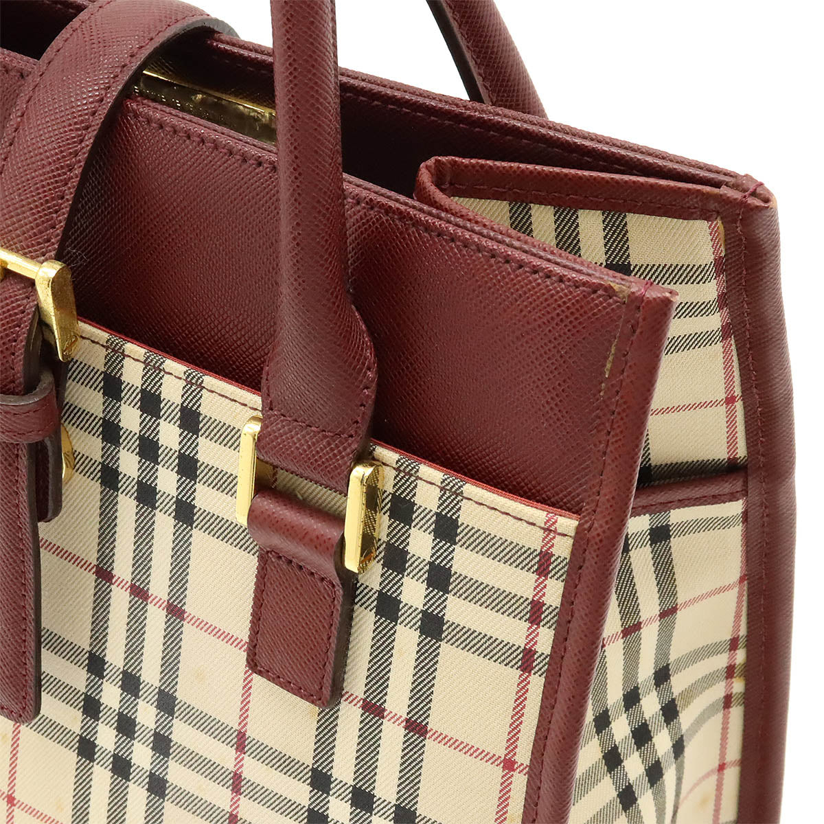 Burberry Nova Check Canvas Leather Handbag