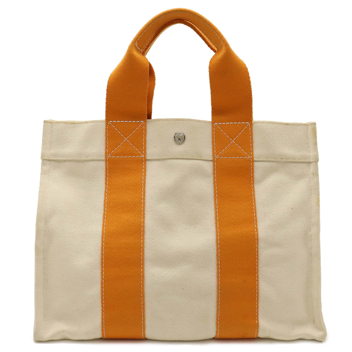 Hermes Canvas Bora Bora PM Tote Bag Beige Orange in Very Good Condition