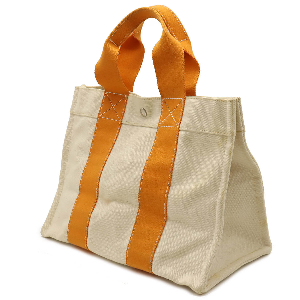 Hermes Bora Bora PM Canvas Tote Bag Beige Orange