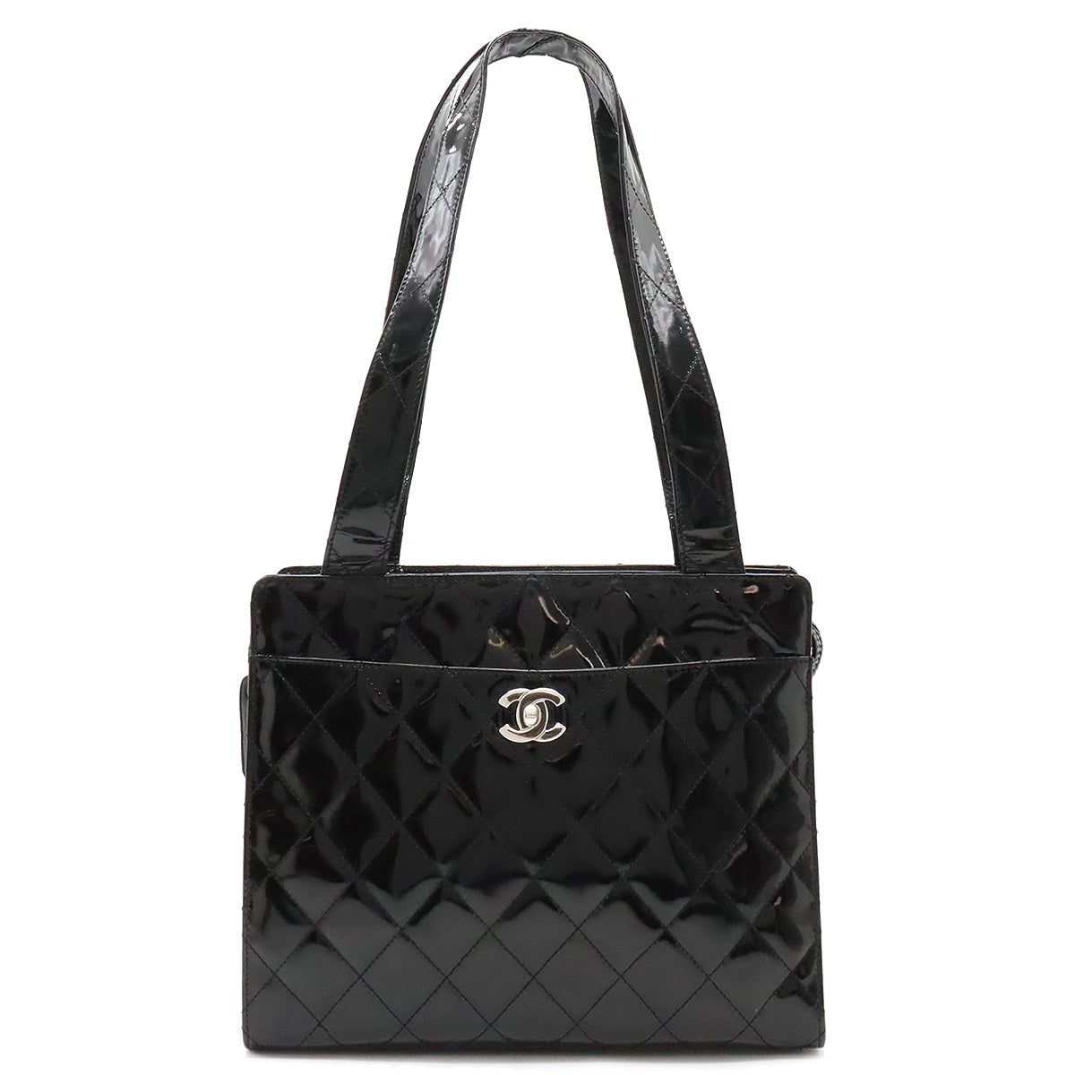 Chanel Patent Leather Matelasse Coco Mark Tote Bag in Very Good Condition