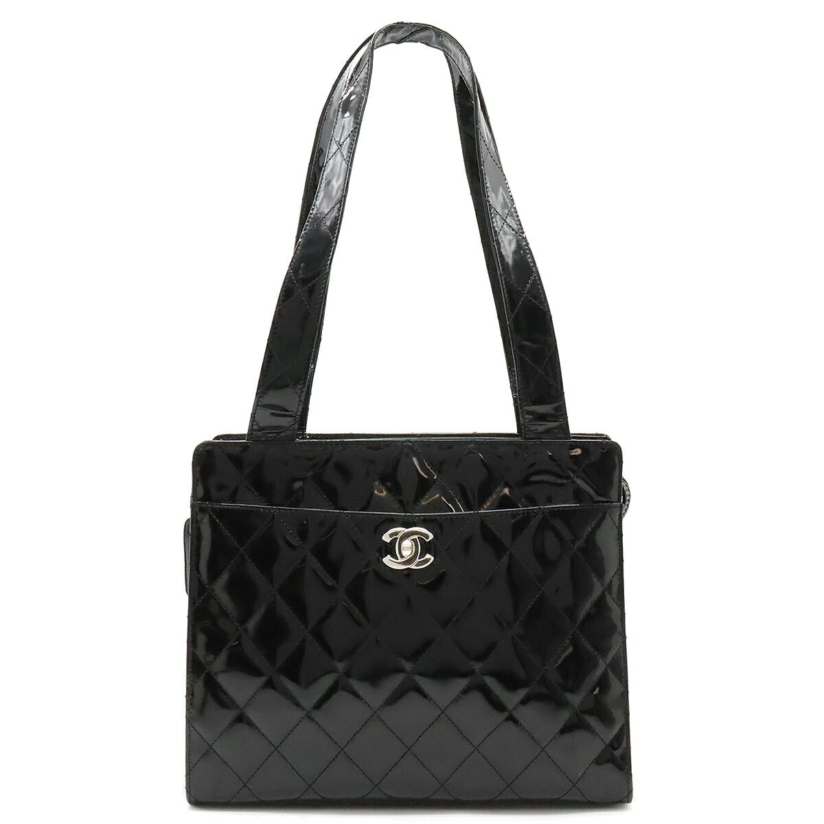 Chanel Patent Leather Matelasse Coco Mark Tote Bag