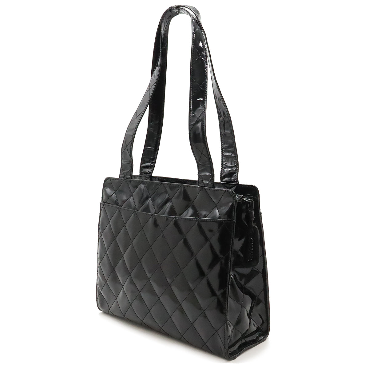 Chanel Patent Leather Matelasse Coco Mark Tote Bag in Very Good Condition