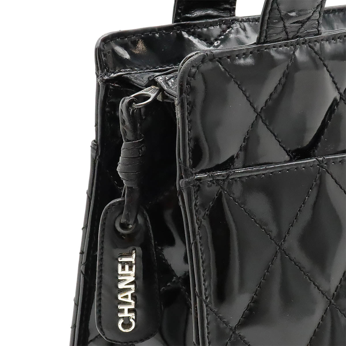 Chanel Patent Leather Matelasse Coco Mark Tote Bag