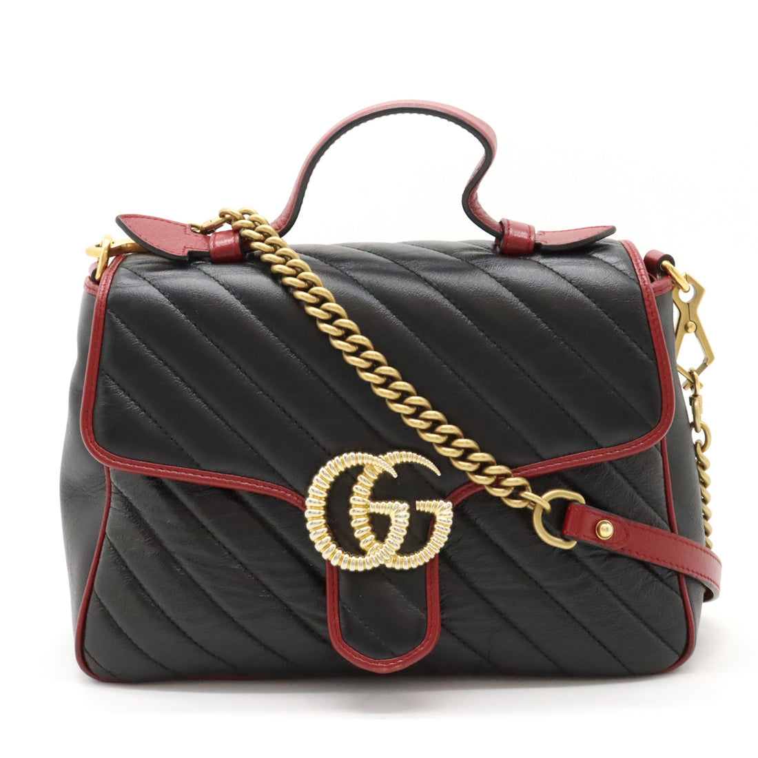 Gucci Leather GG Marmont Top Handle Bag 2WAY