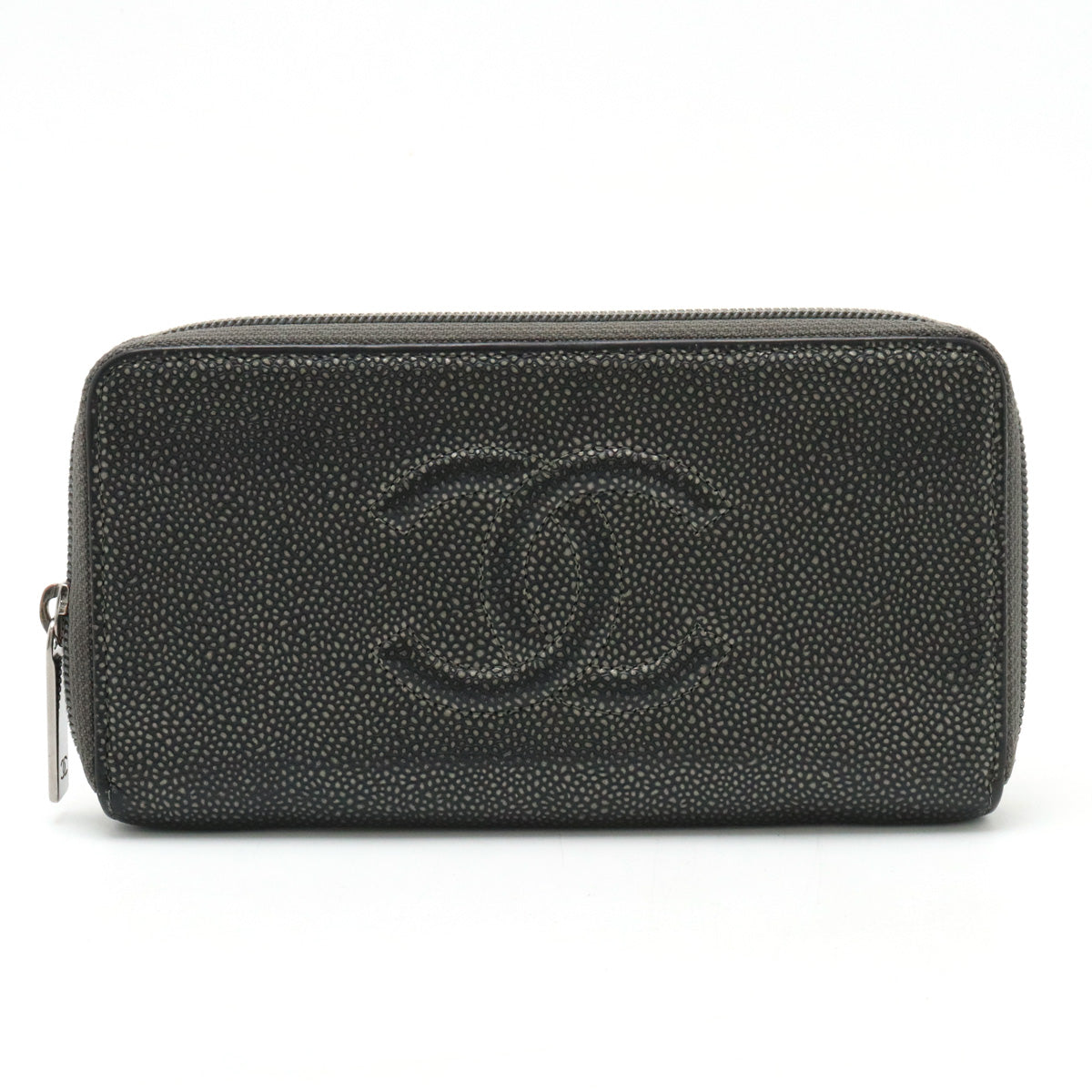 Chanel Caviar Skin Coco Mark Zip Around Long Wallet A50071 in Very Good Condition