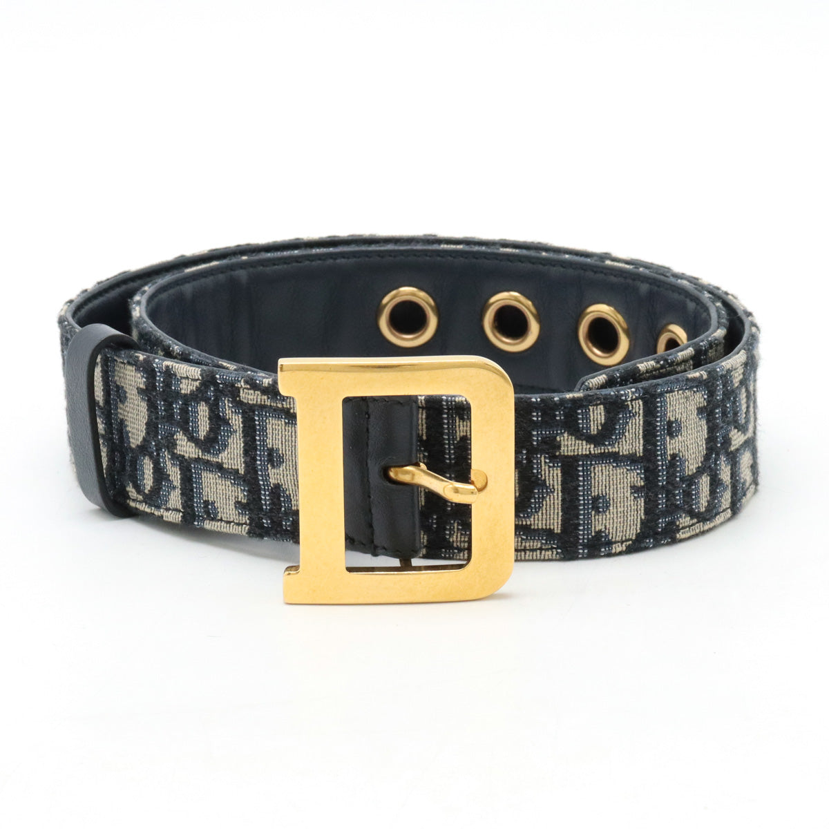 Dior Oblique Jacquard Leather Belt with D Buckle in Very Good Condition