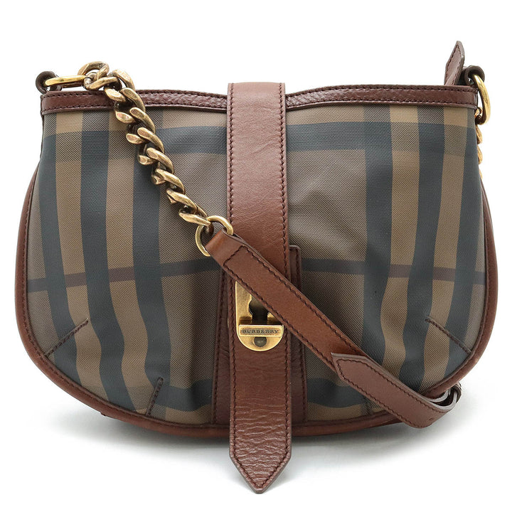 Burberry Smoked Check PVC Leather Shoulder Bag in Very Good Condition