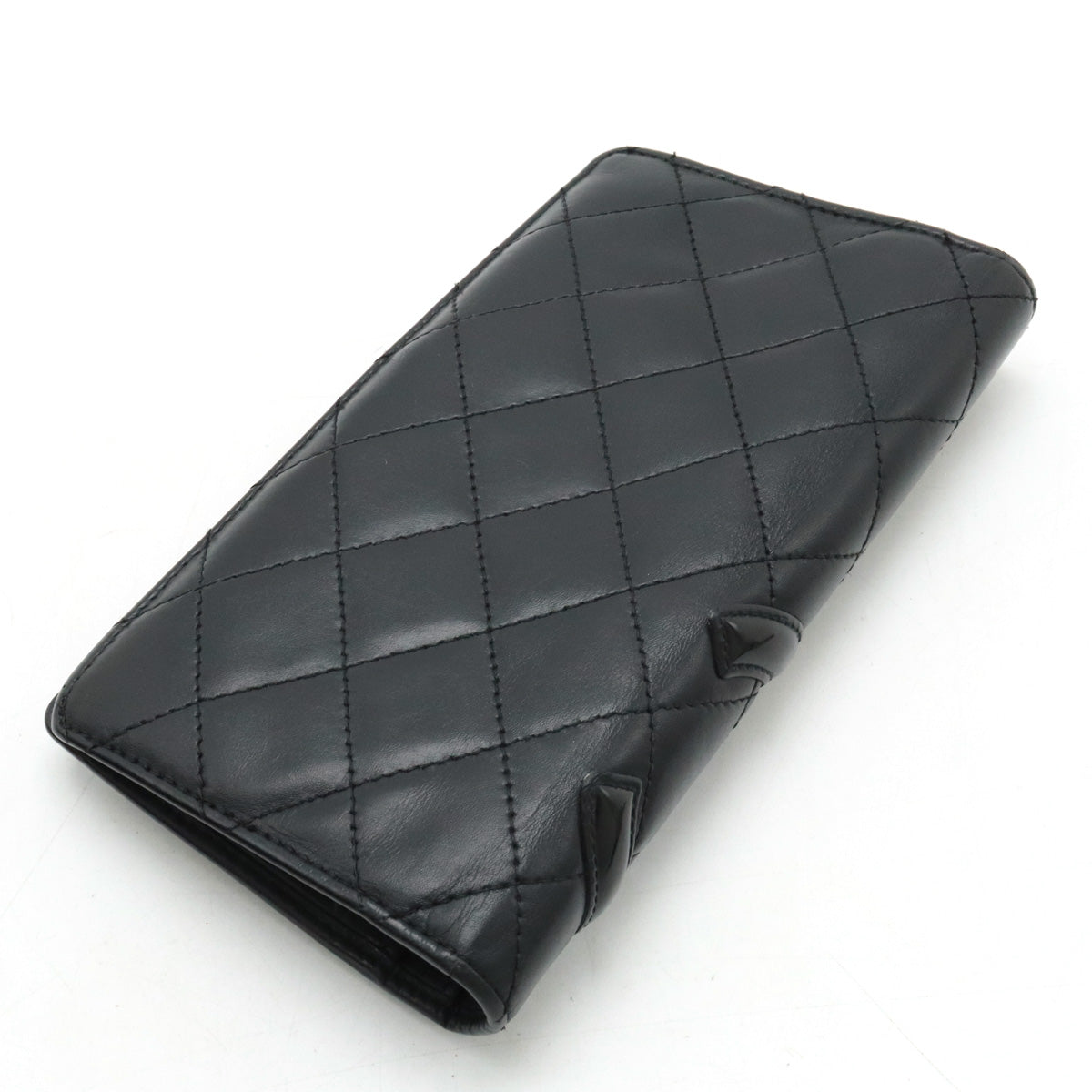 Chanel Cambon Line Bifold Wallet Black Leather