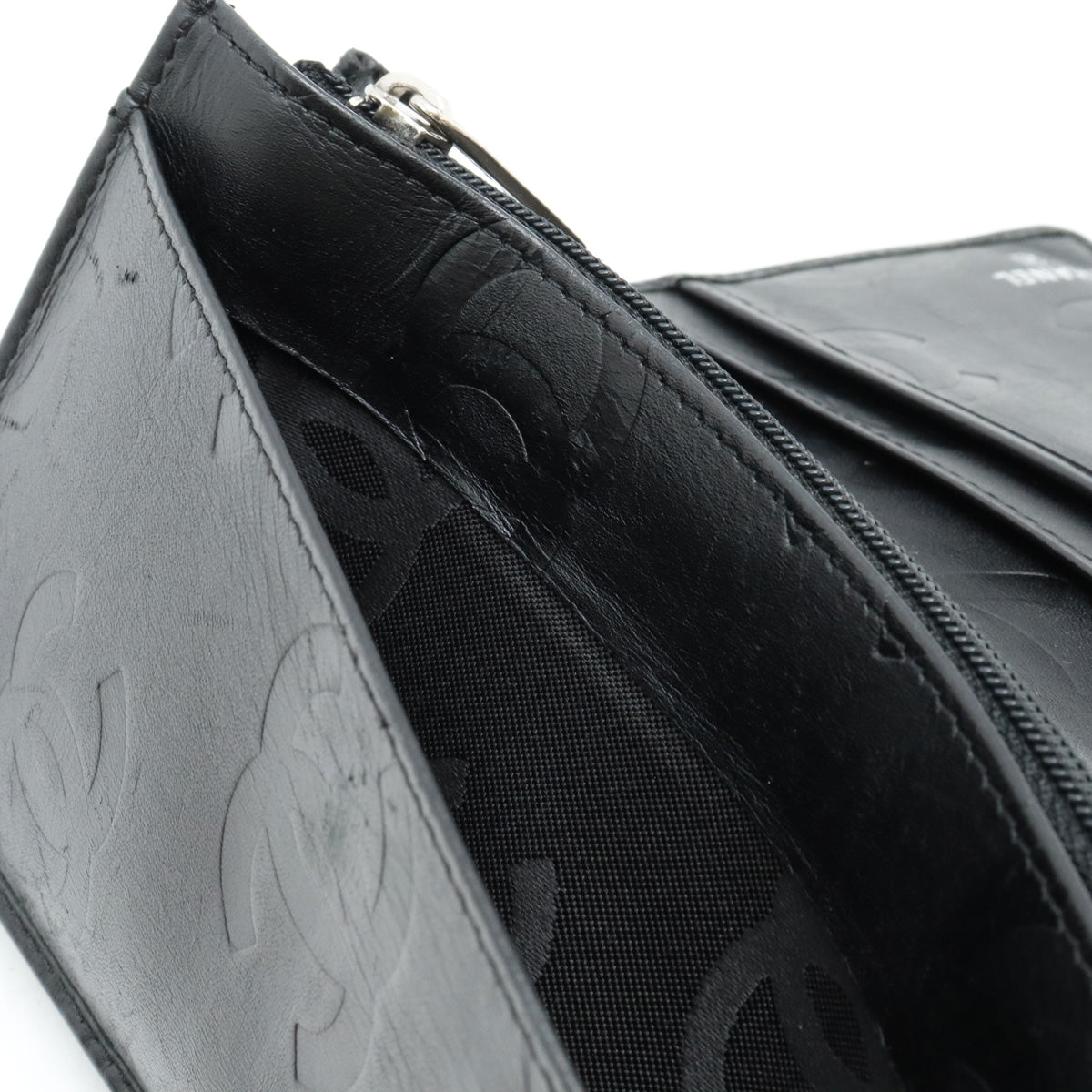 Chanel Cambon Line Bifold Wallet Black Leather