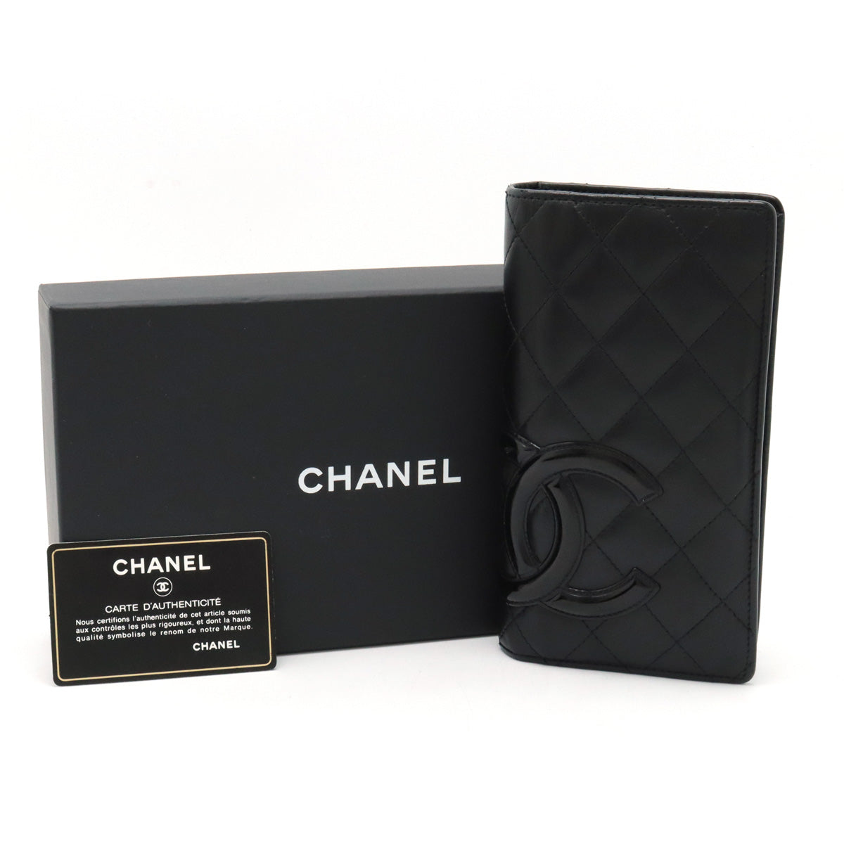 Chanel Cambon Line Soft Calf/Enamel Bifold Long Wallet A26717 in Very Good Condition