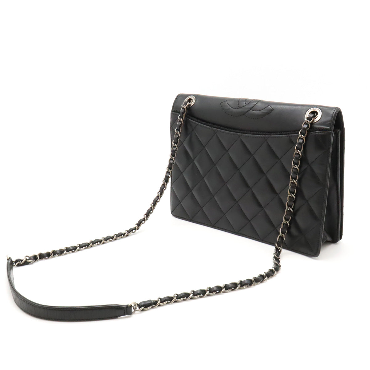 Chanel Matelasse Coco Mark Chain Shoulder Bag Leather Black A93011 in Very Good Condition