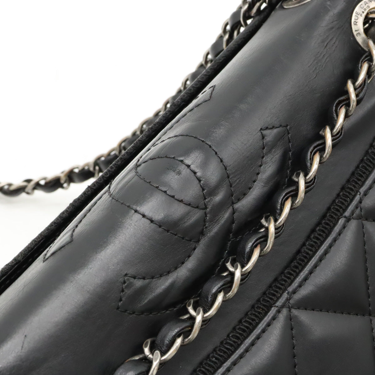 Chanel Matelasse Coco Mark Chain Shoulder Bag Leather Black A93011 in Very Good Condition