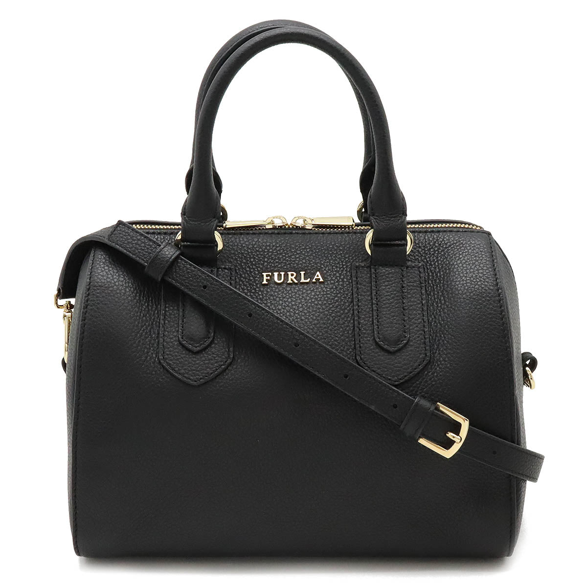 Furla Leather Handbag Mini Boston 2WAY Shoulder Bag in Pristine Condition