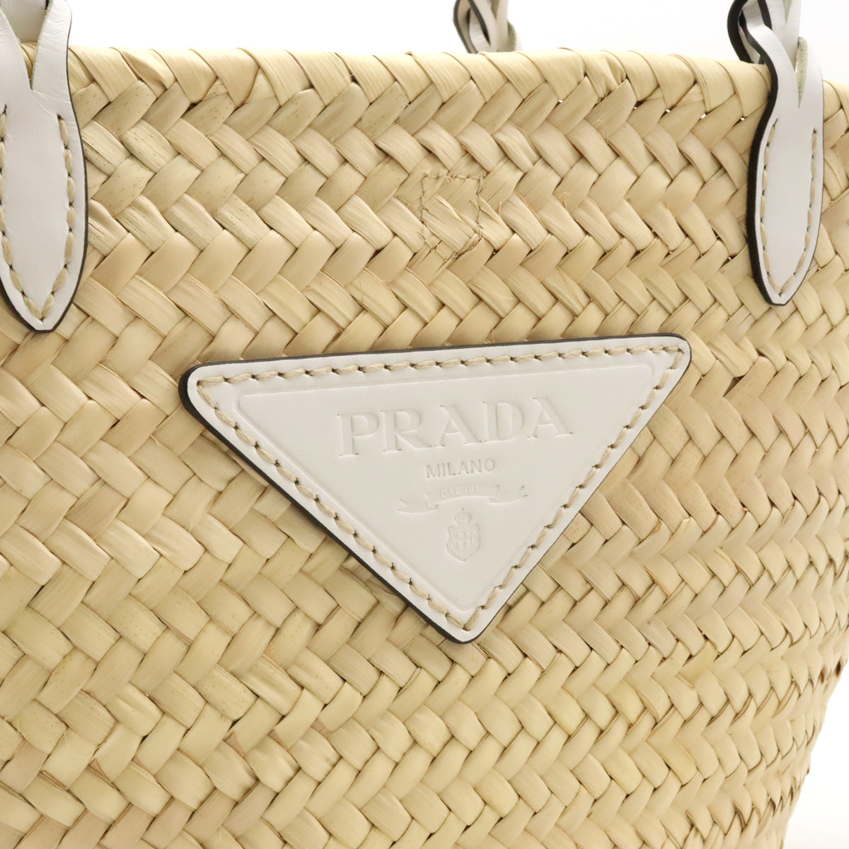 Prada Woven Palm Leather Tote Bag 1BG314 in Pristine Condition