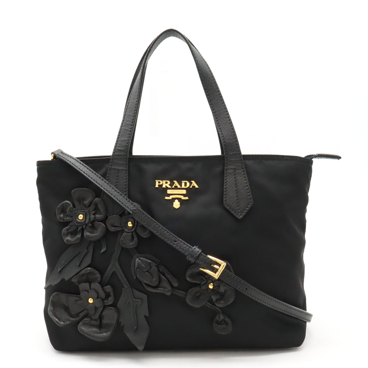 Prada Nylon Leather Tote Bag 1BA084