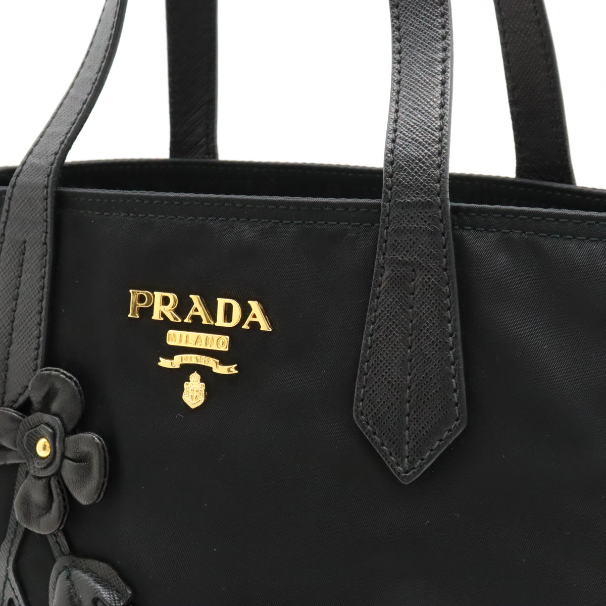 Prada Nylon Leather Tote Bag 1BA084