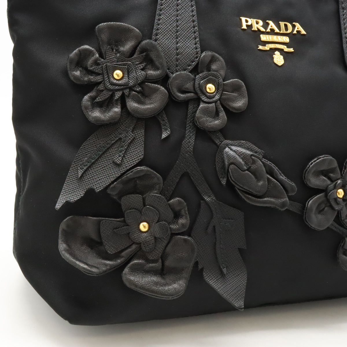 Prada Nylon Leather Tote Bag 1BA084