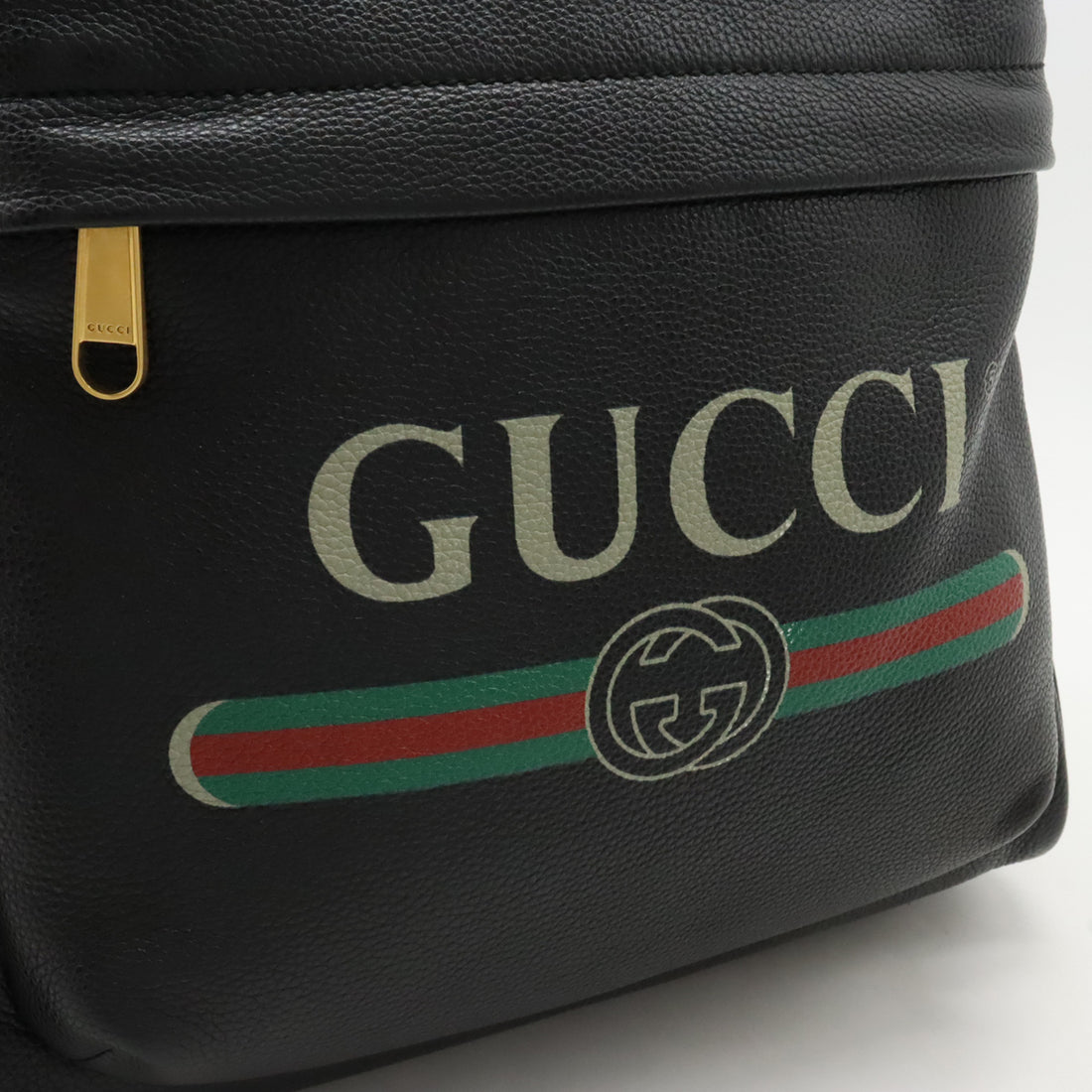 Gucci Leather Logo Print Backpack Black