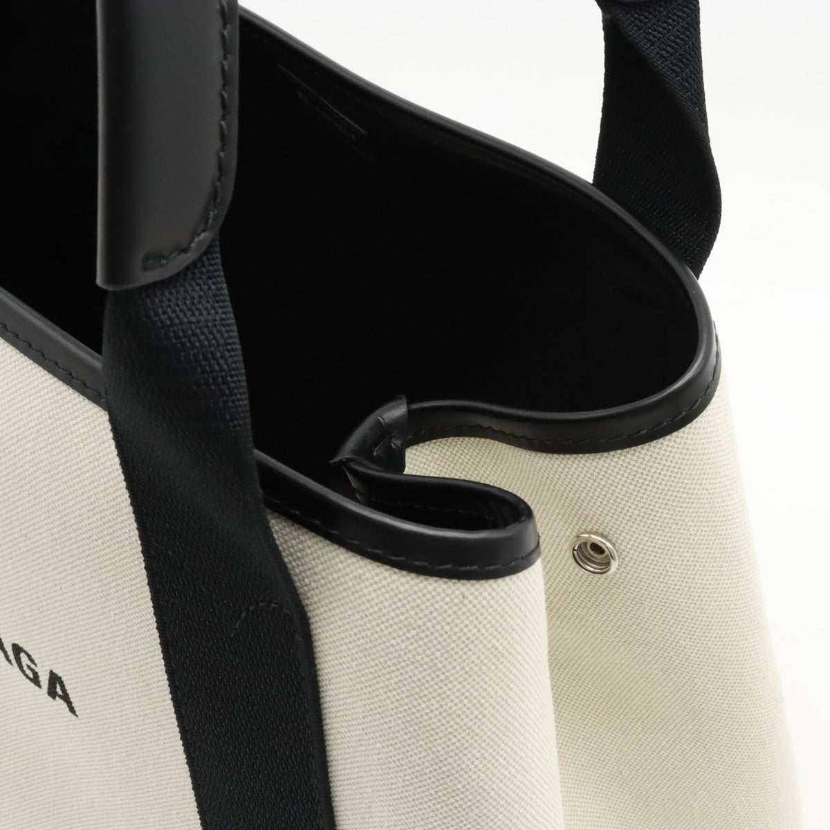 Balenciaga Canvas Leather Navy Cabas Logo Tote Bag in Pristine Condition