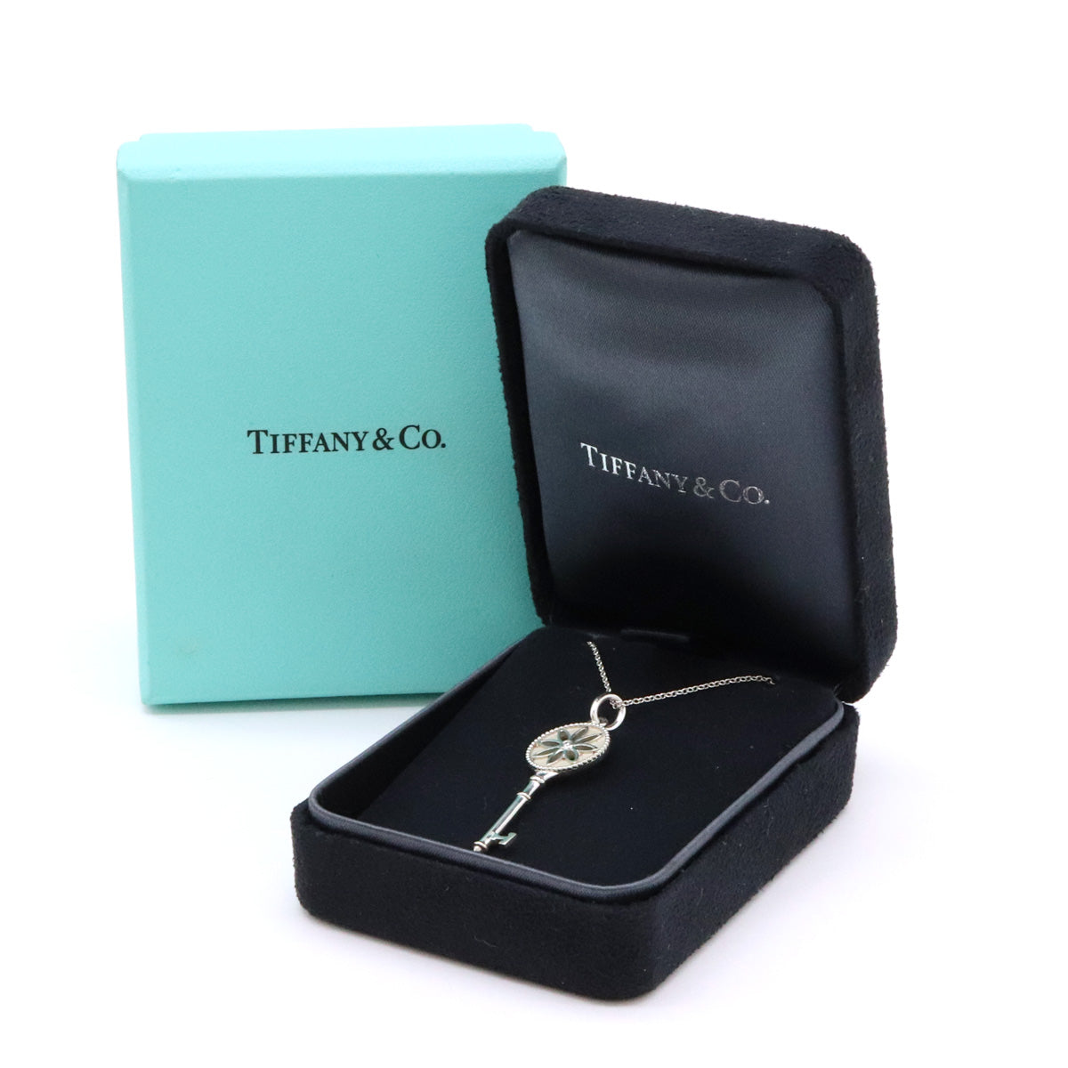 Tiffany & Co Daisy Key Diamond Necklace Pendant SV925 Silver in Pristine Condition