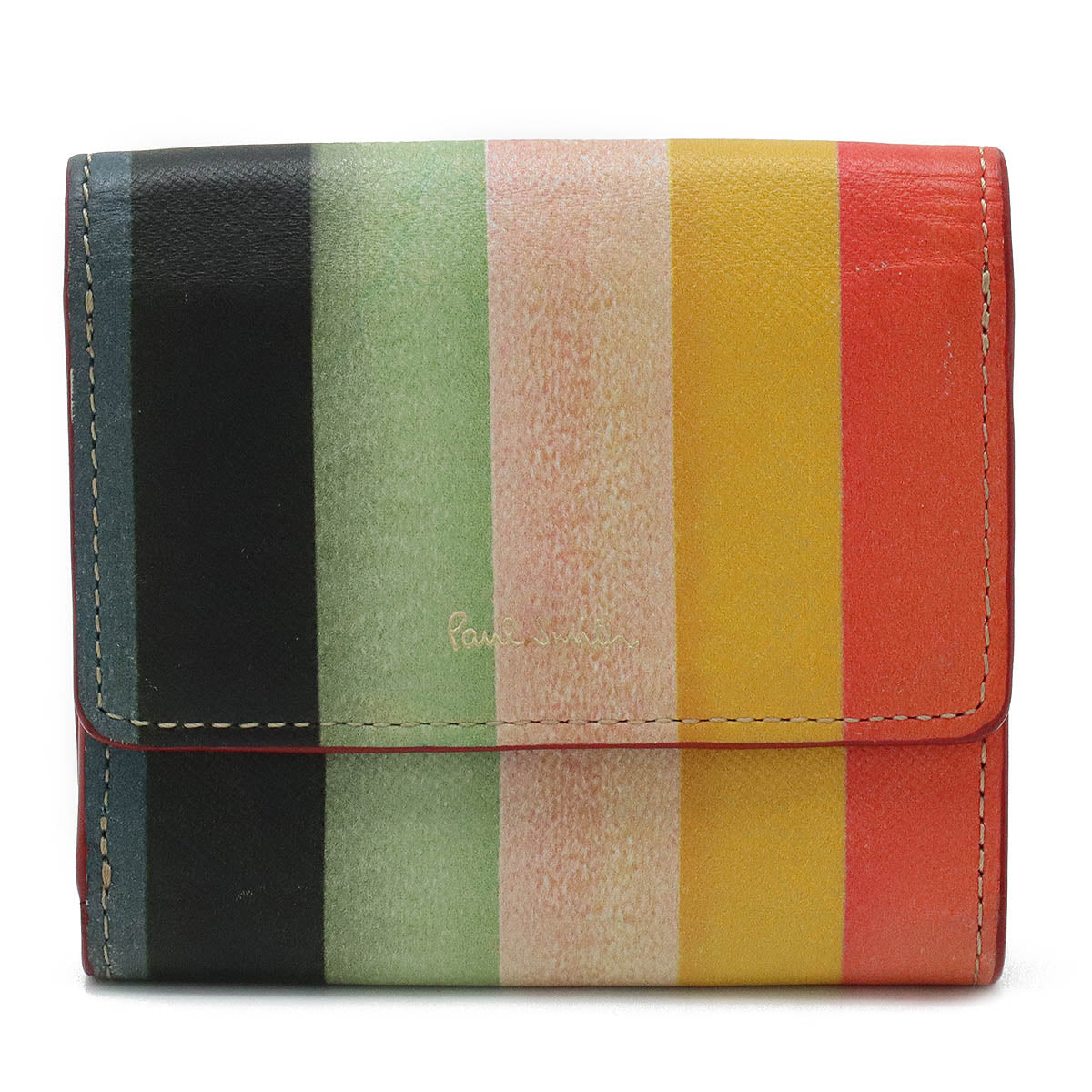 Paul Smith Leather Signature Stripe Trifold Wallet