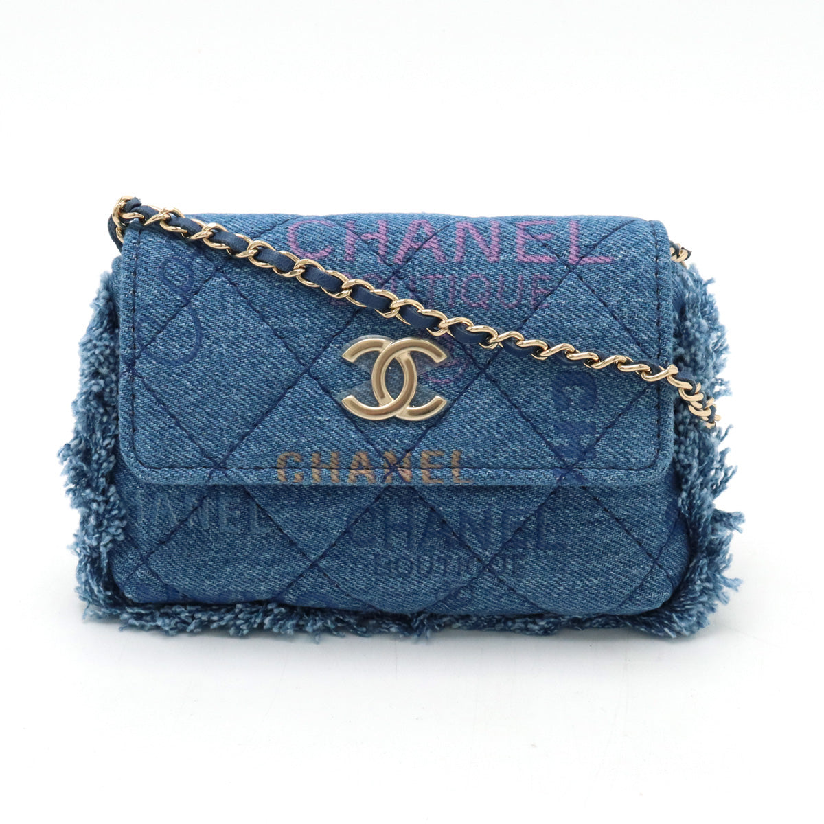 Chanel Denim/Leather Matelasse Coco Mark Shoulder Bag AP2602 in Pristine Condition