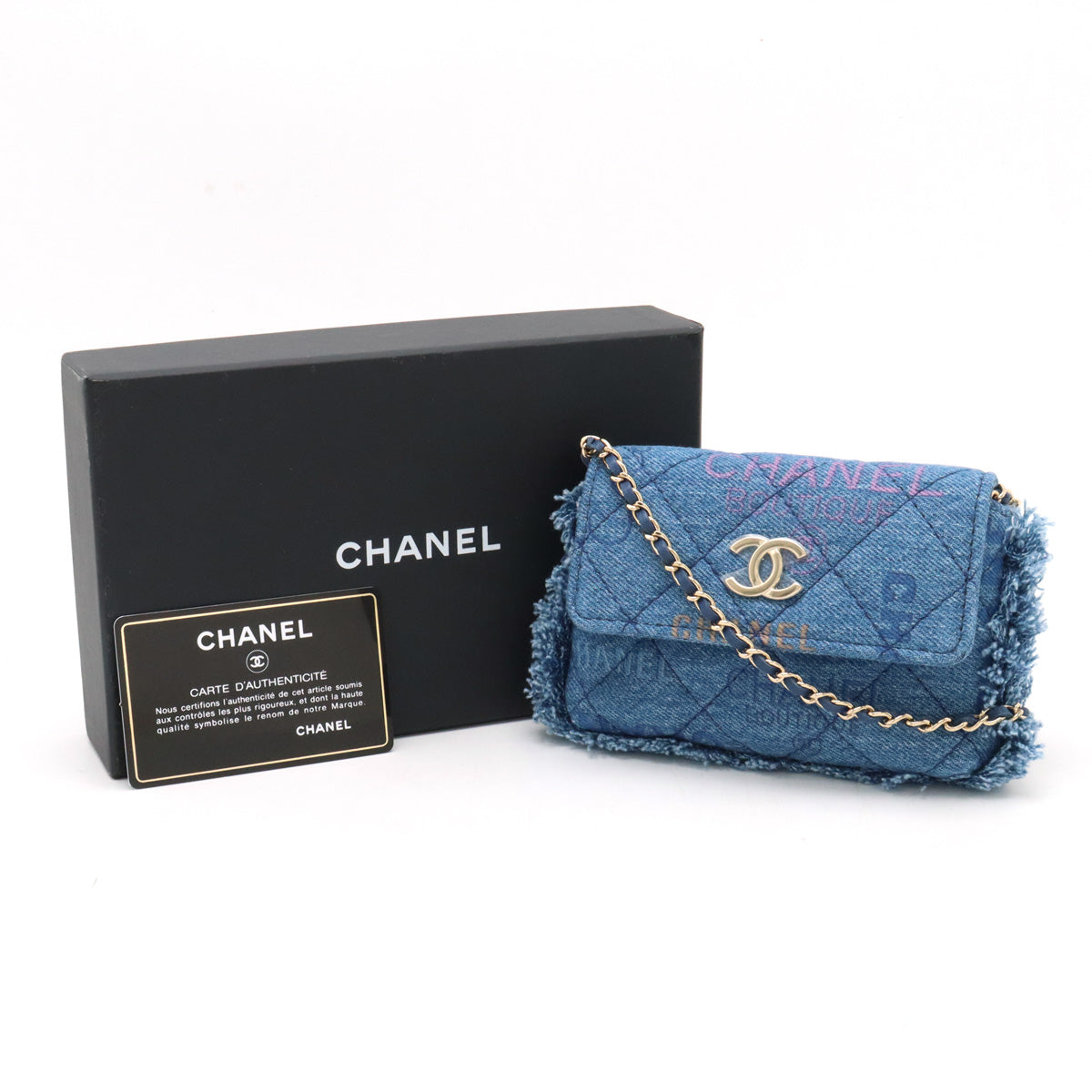 Chanel Denim/Leather Matelasse Coco Mark Shoulder Bag AP2602 in Pristine Condition