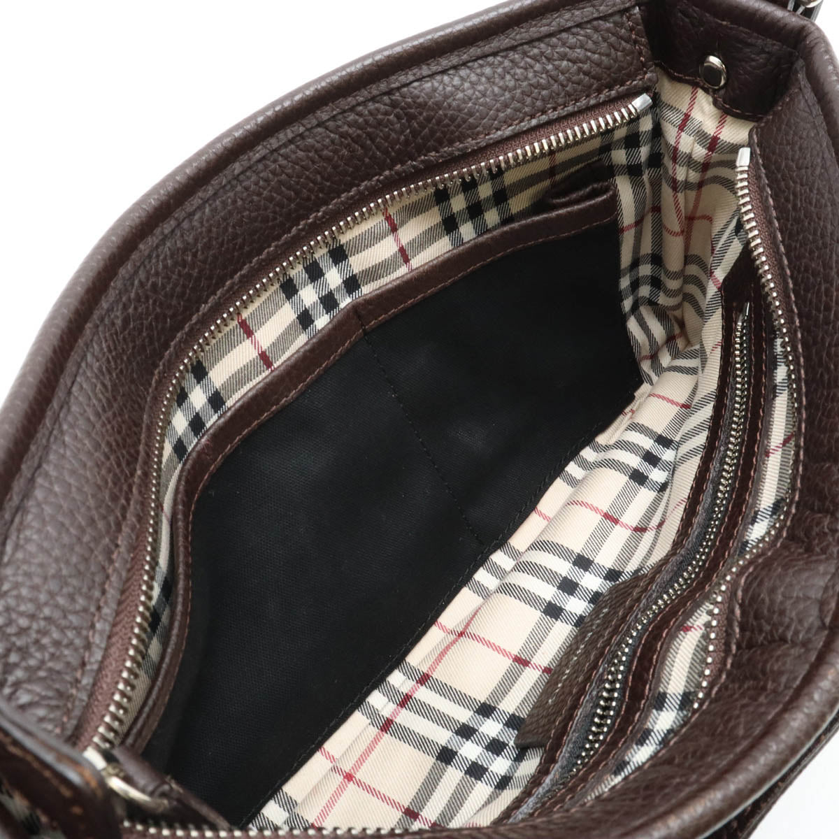 Burberry Leather Shoulder Bag Dark Brown