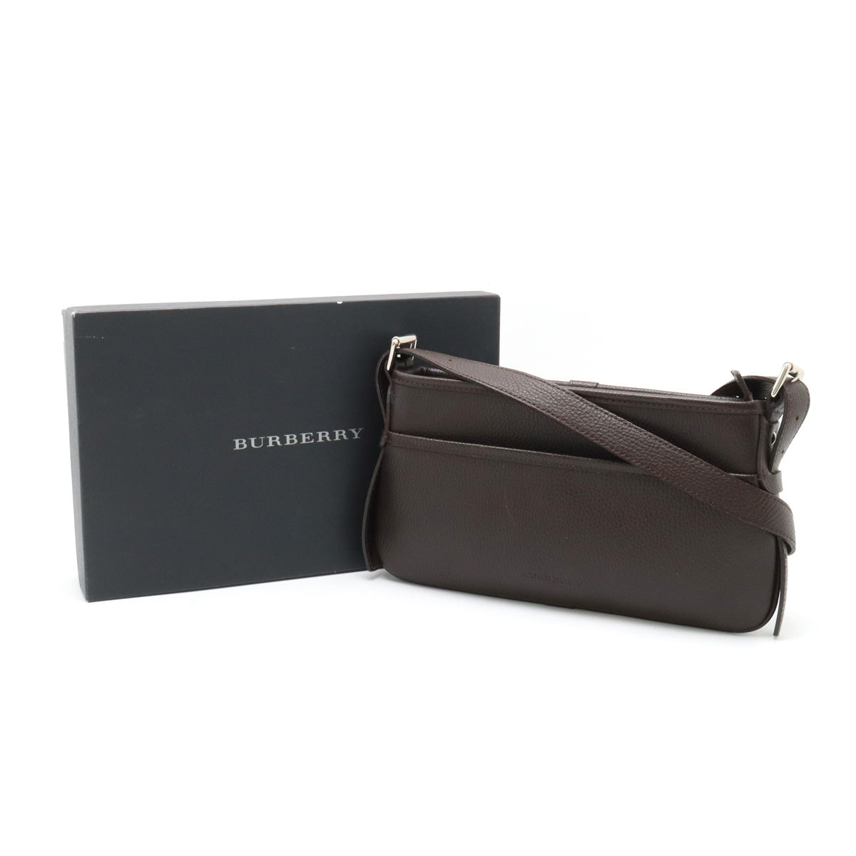 Burberry Leather Shoulder Bag Dark Brown