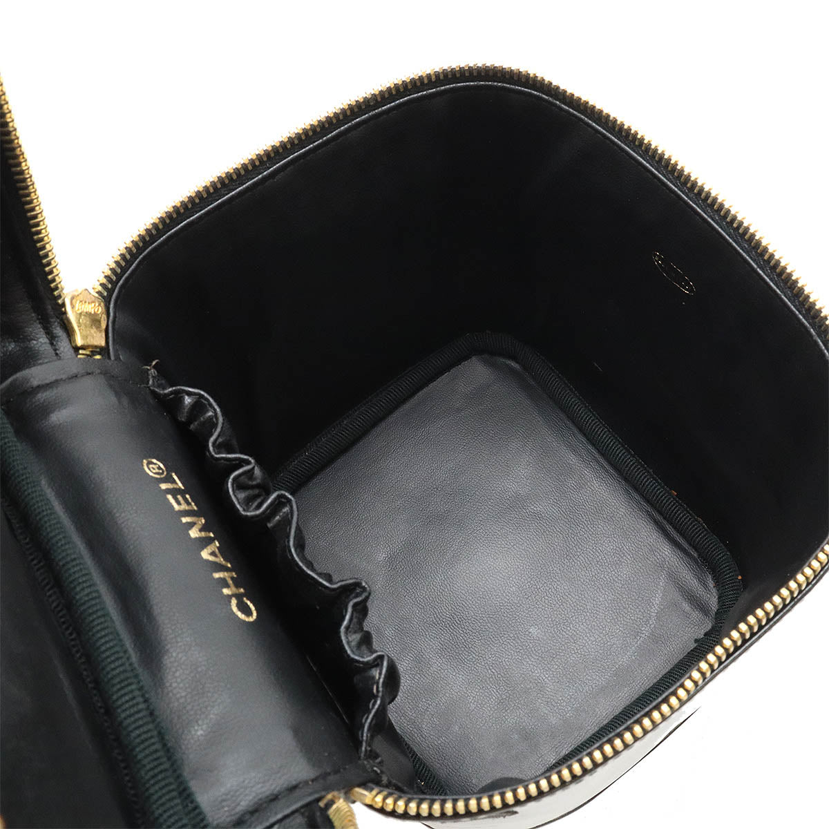 Chanel Coco Mark Vanity Bag Patent Leather Black in Good Condition