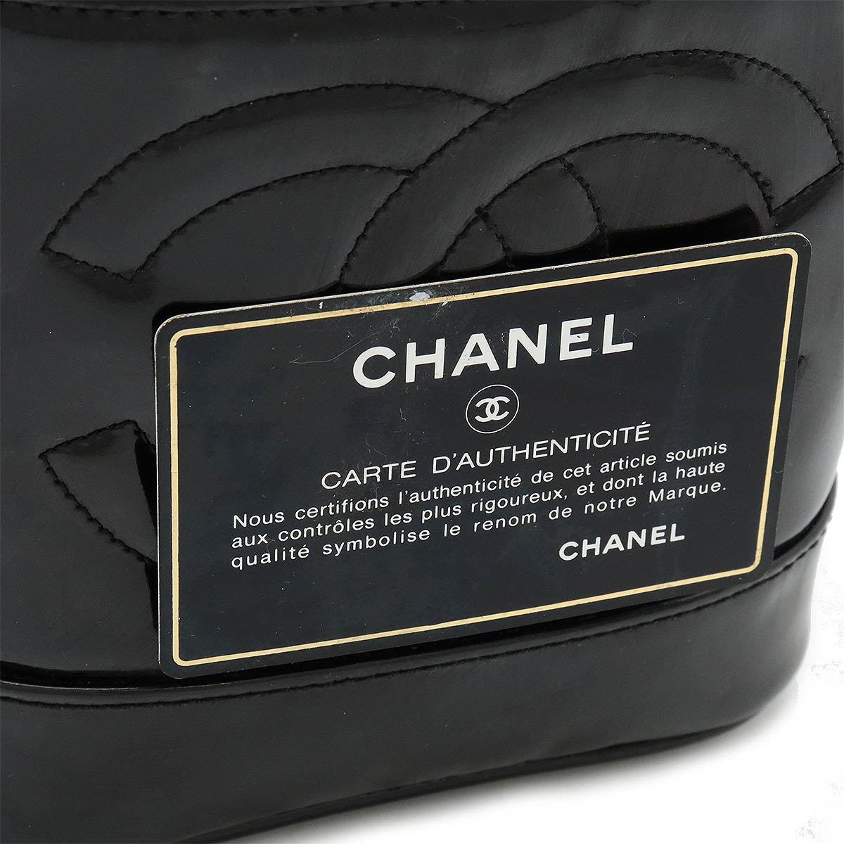 Chanel Coco Mark Vanity Bag Patent Leather Black in Good Condition