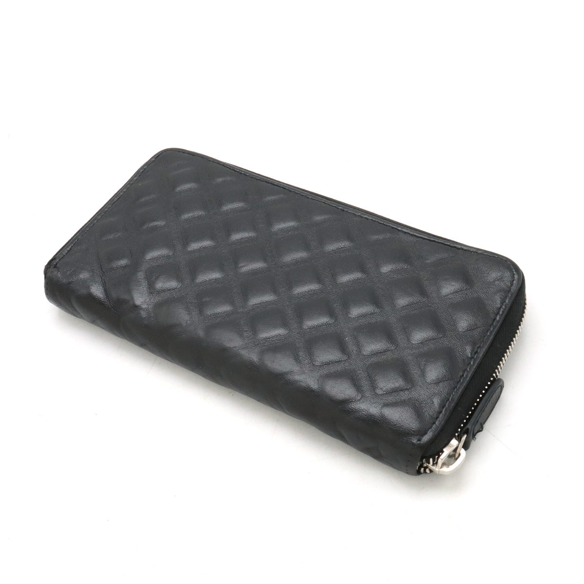 Chanel Leather Diamond Stitch Coco Mark Zip-Around Wallet in Very Good Condition