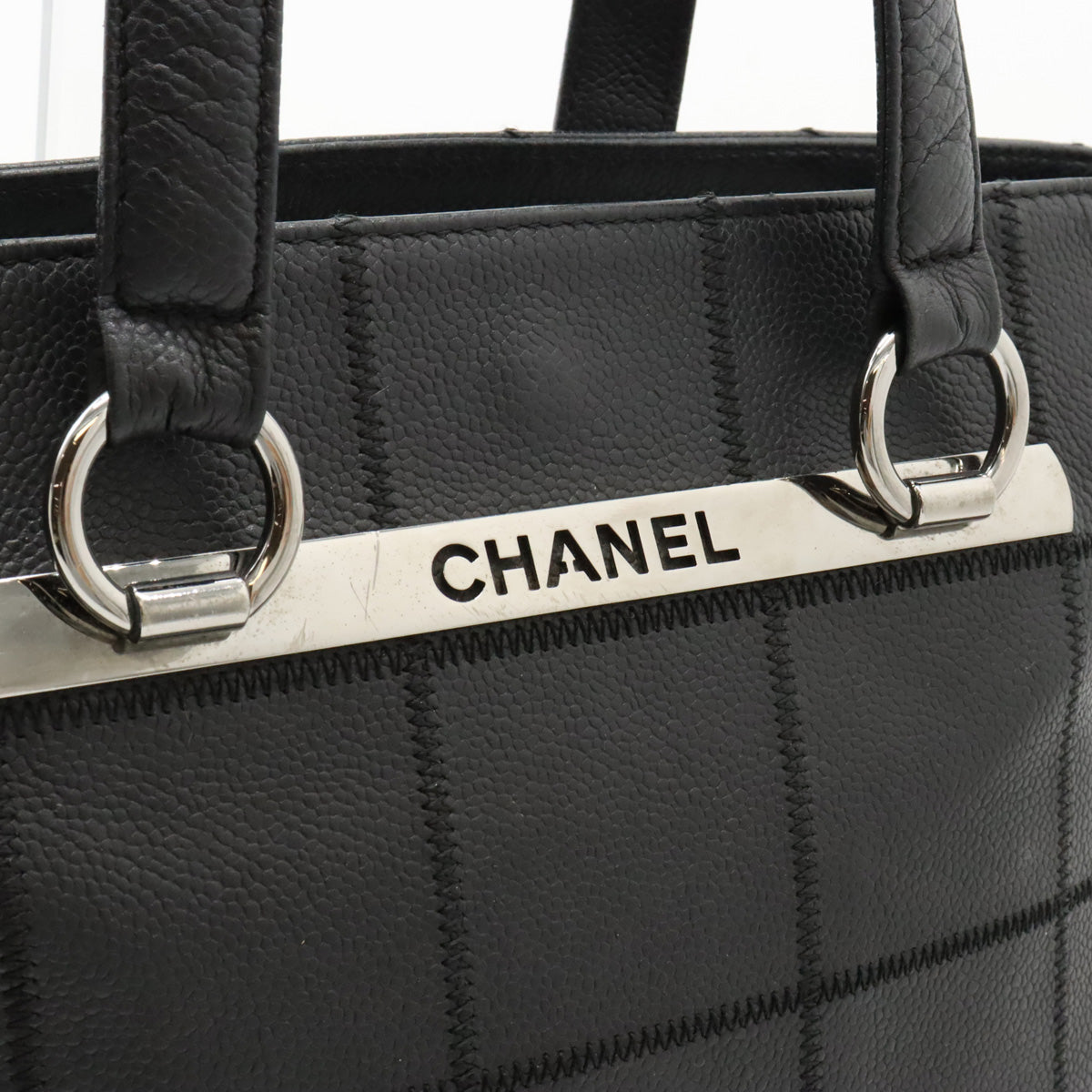 Chanel Leather Chocobar Logo Tote Bag