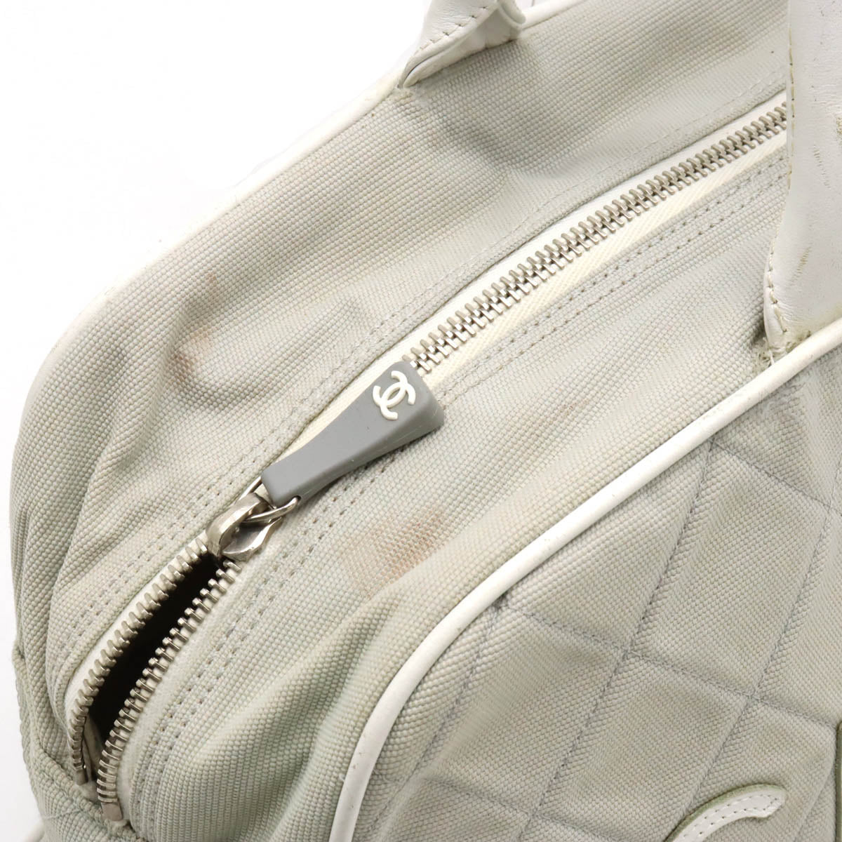 Chanel Canvas/Leather Sports Line Matelasse Logo Handbag Mini Boston Bag A15457 in Good Condition