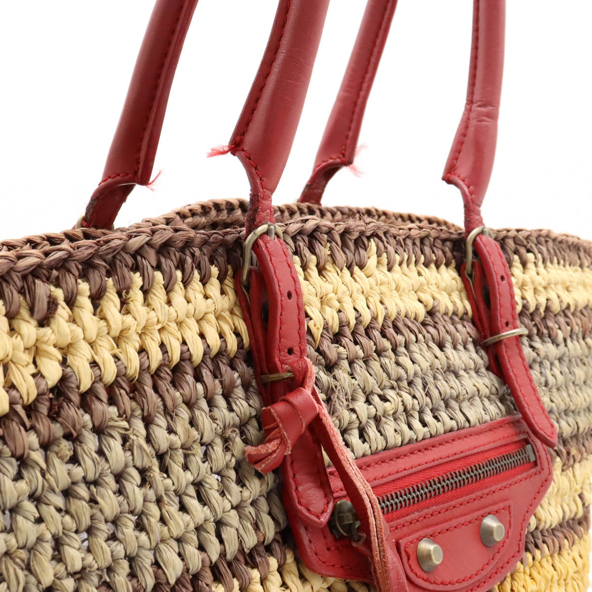 Balenciaga Raffia Leather Tote Bag 286370