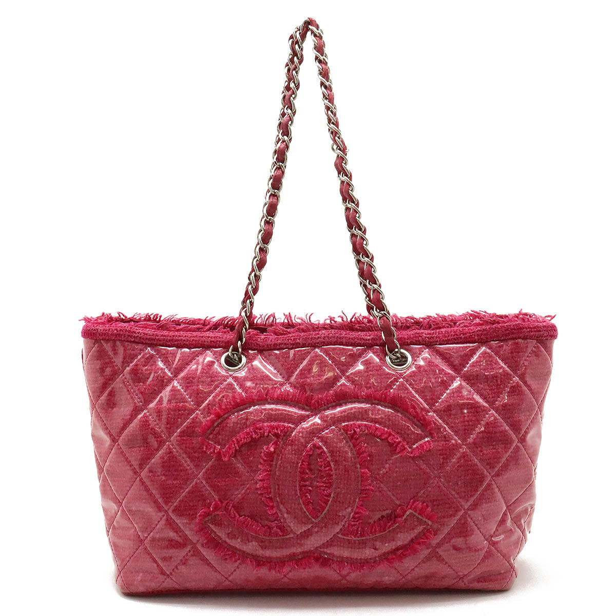 Chanel Patent Toile Coco Mark Tote Bag Pink