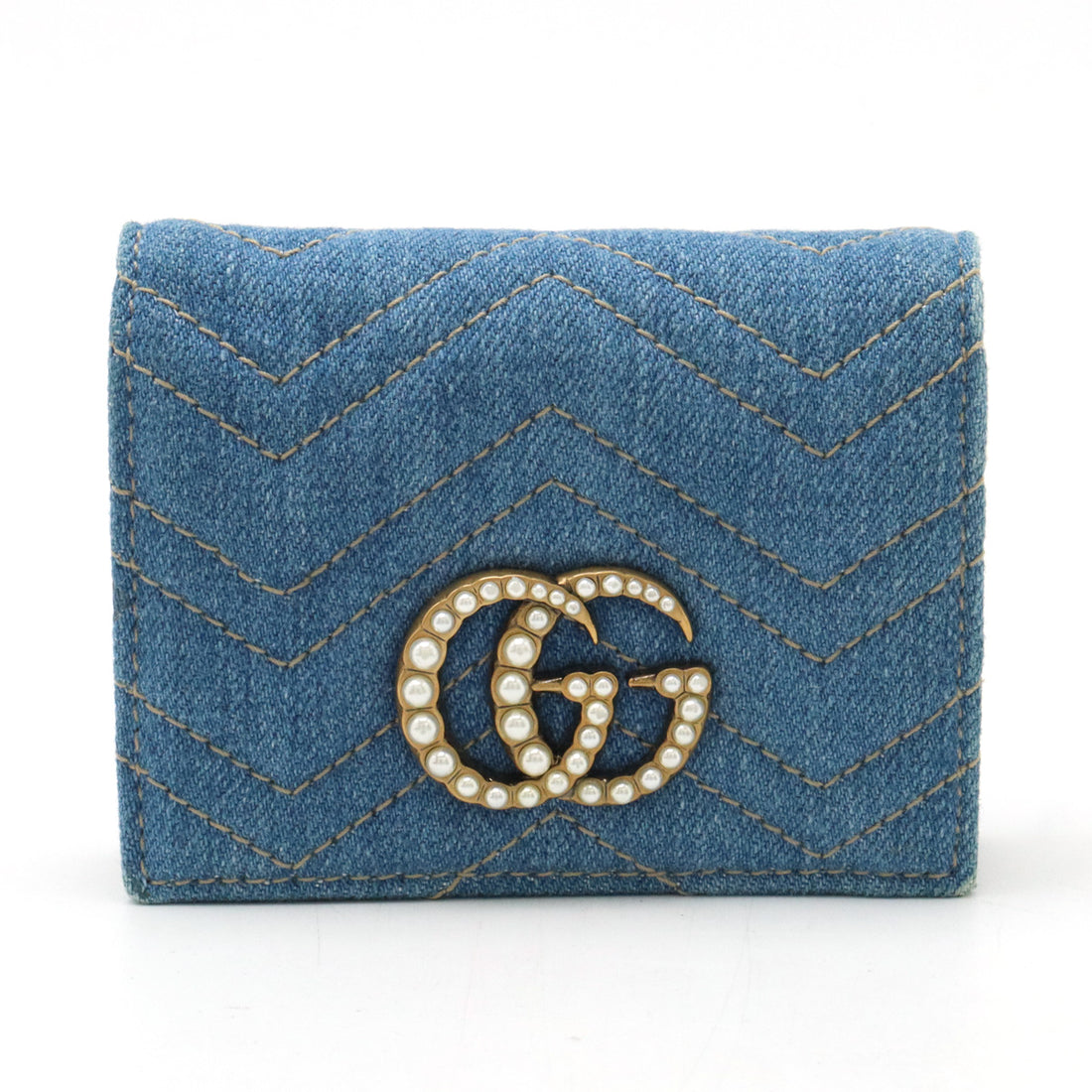 Gucci GG Marmont Denim Leather Bifold Wallet 466492