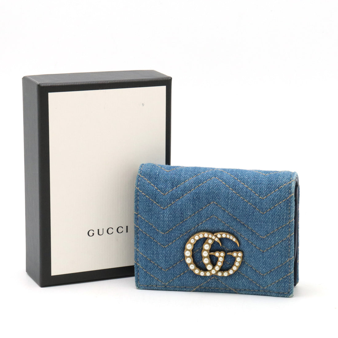 Gucci GG Marmont Denim Leather Bifold Wallet 466492