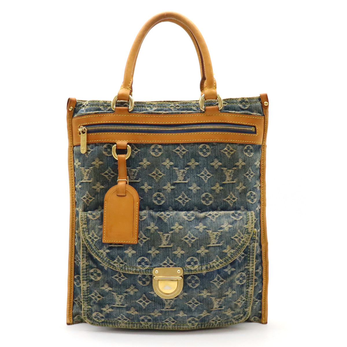 Louis Vuitton Monogram Denim Flat Shopper Tote Bag M95018