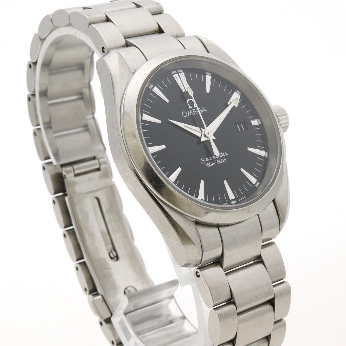 Omega Seamaster Aqua Terra 150m Date Black Dial Boys Quartz Watch 2518.50 in Good Condition