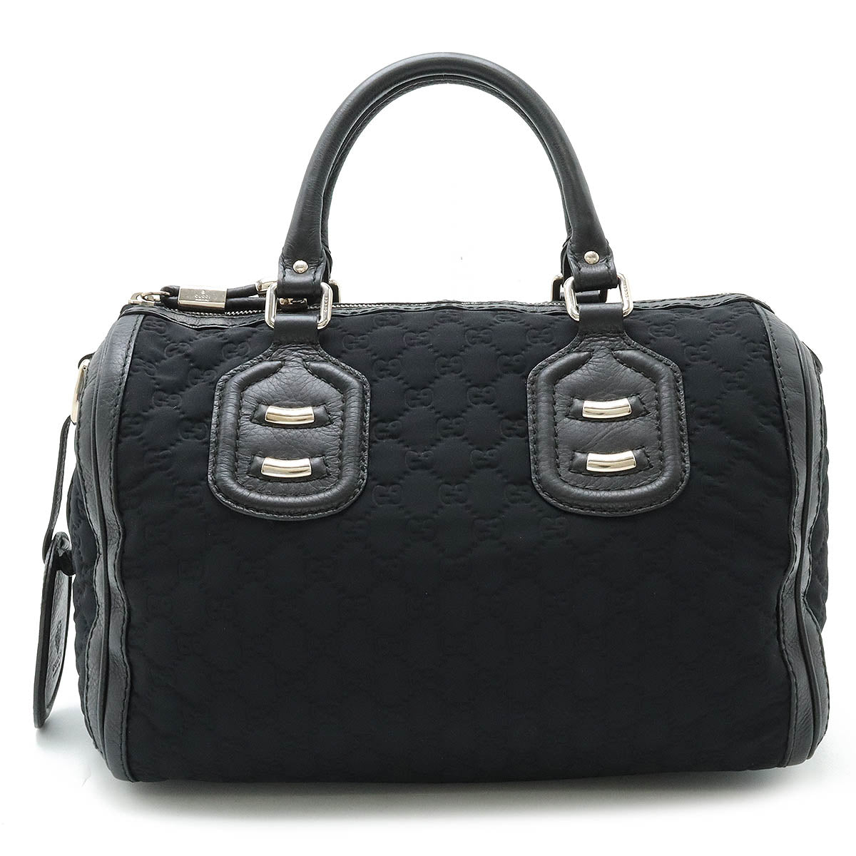 Gucci Nylon Leather GG Boston Handbag Black