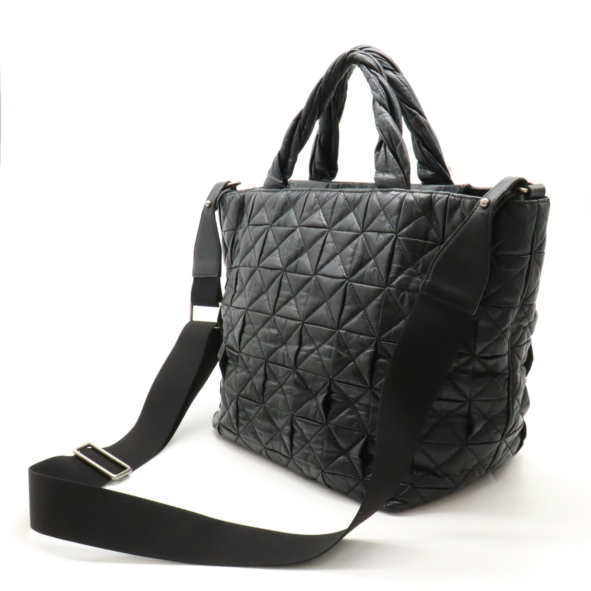 Chanel Quilted Leather Tote Bag with Coco Mark, Black in Good Condition